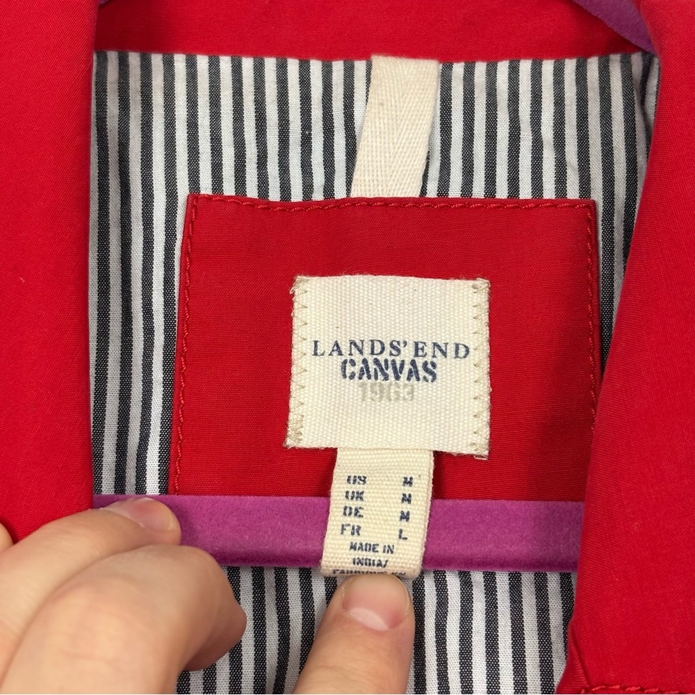 Lands’ End Canvas Red Double Breasted Button Down Jacket Size Medium - Picture 6 of 11